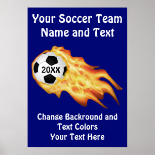 Customisable Soccer Posters, Your COLORS, TEXT Poster