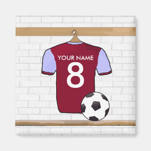 Customisable Soccer Shirt (claret and blue) Magnet