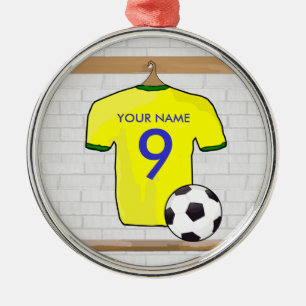 Customisable Soccer Shirt (yellow) Pendant Metal Tree Decoration