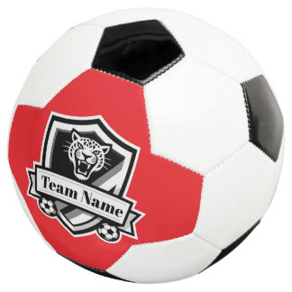 Customisable Soccer Team Jaguar Red Trim Logo Football