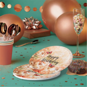 Customisable Soft peach floral paper plates