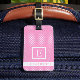 Customisable Soft Pink Muted Rose White Polka Dot  Luggage Tag