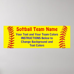 Customisable Softball Posters Your Text and