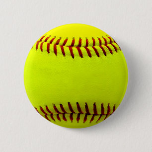 Customisable Softball Yellow Team 6 Cm Round Badge