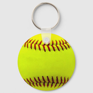 Customisable Softball Yellow Team Key Ring