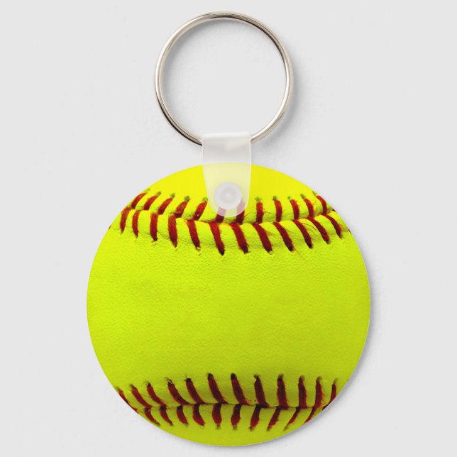 Customisable Softball Yellow Team Key Ring (Front)