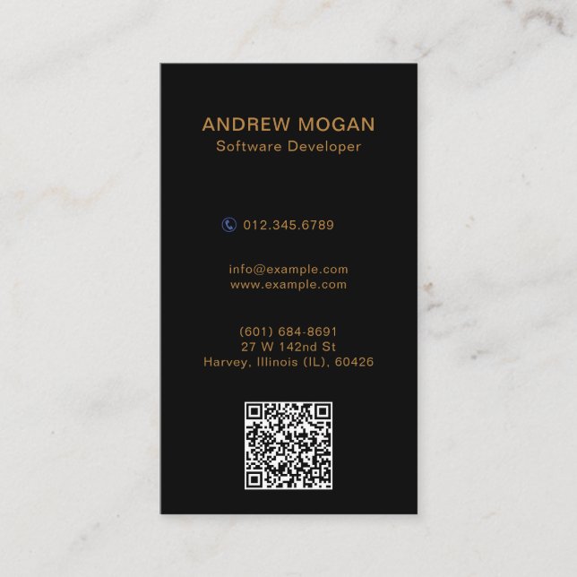 Customisable Software Developer Black Colour Business Card (Front)