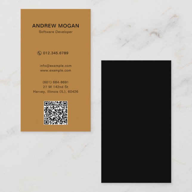 Customisable Software Developer Orange Colour Business Card (Front/Back)