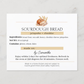 Customisable Sourdough Bread Care Card