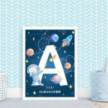 Customisable Space Adventure Letter 'A' Poster