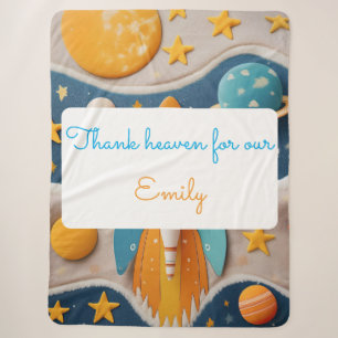 Customisable Space For Baby with Name Sherpa Blanket