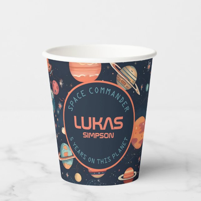 Customisable Space paper Cups - Add your text! (Front)