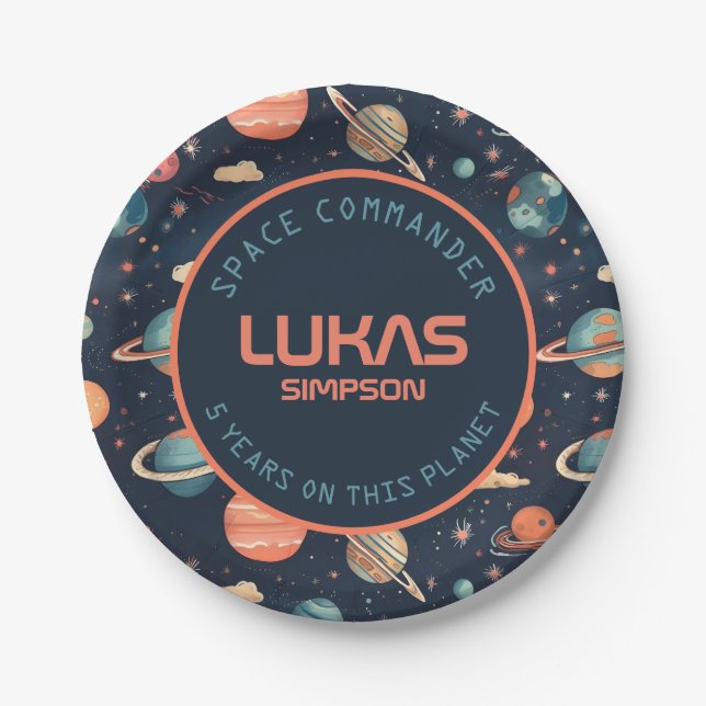 Customisable Space paper plate - Add your text! (Front)