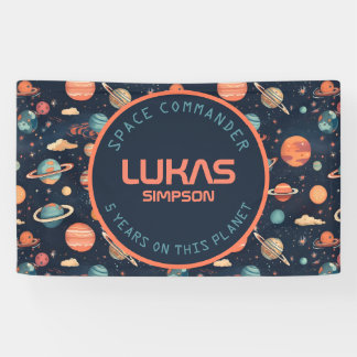 Customisable Space party banner - Add your text!