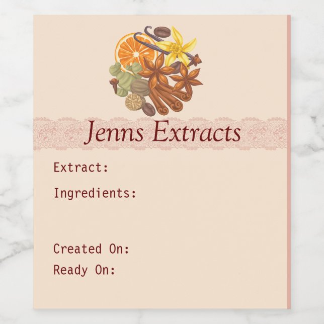 Customisable Spices and Seasonings and Extracts  Wine Label (Single Label)