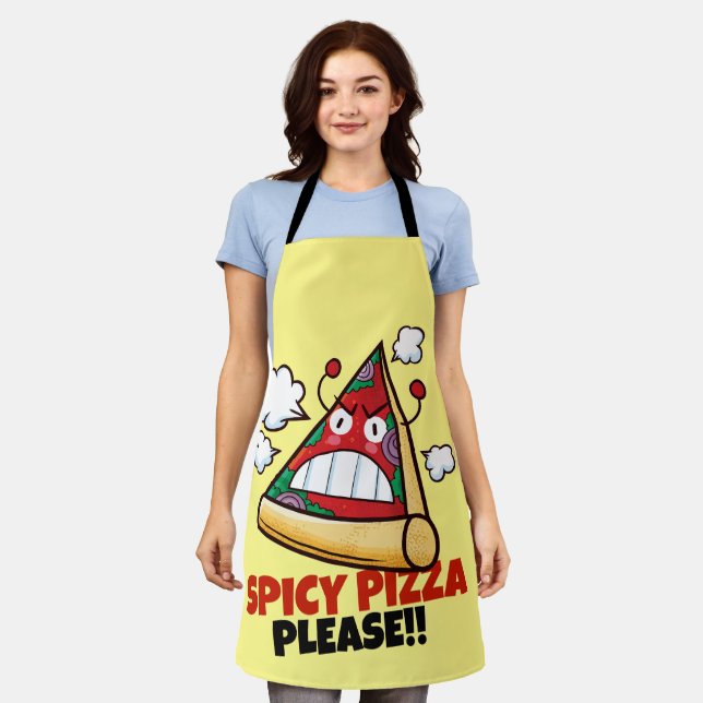 Customisable Spicy Pizza Please !! Apron (Worn)