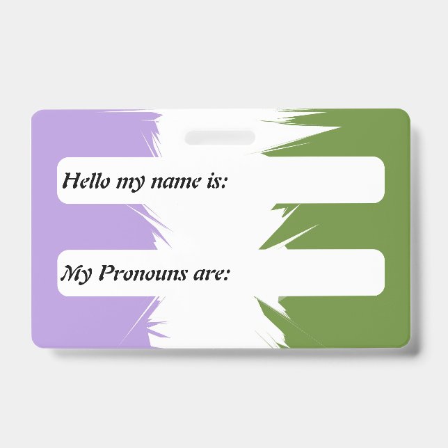 Customisable Spiky Boho Genderqueer Pride Flag     ID Badge (Front)