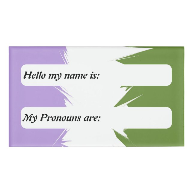Customisable Spiky Boho Genderqueer Pride Flag     Name Tag (Front)