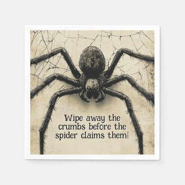 Customisable Spine-tingling Spider HALLOWEEN Bash Napkin (Front)
