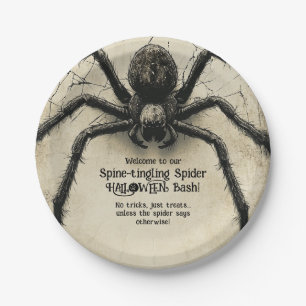 Customisable Spine-tingling Spider HALLOWEEN Bash Paper Plate