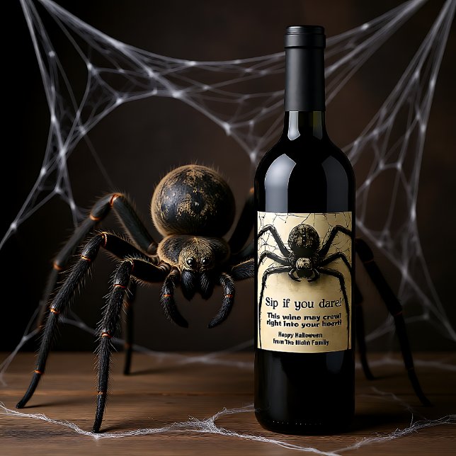 Customisable Spine-tingling Spider HALLOWEEN Bash Wine Label (Customizable Spine-tingling Spider HALLOWEEN Bash Wine Label)