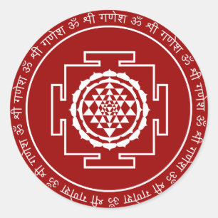 Customisable Spiritual Shree Yantra Classic Round Sticker