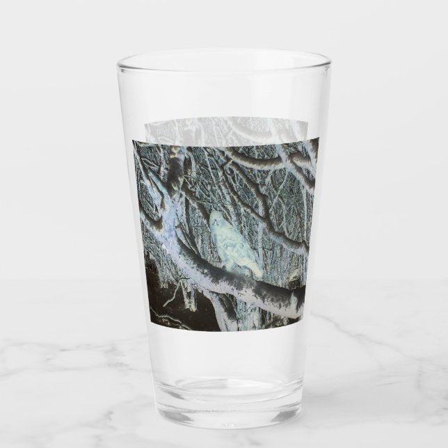 Customisable Spooky Buzzard on Branch Glass (Front)