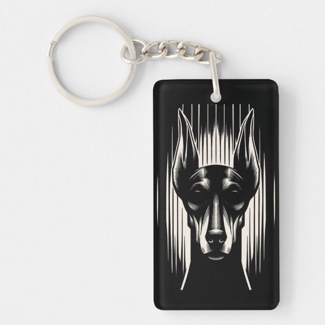 Customisable Spooky Doberman Acrylic Keychain (Front)