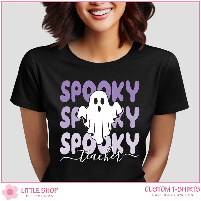 Customisable Spooky Ghost Teacher Halloween T-Shirt (Creator Uploaded)