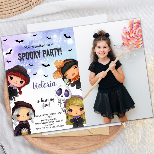 Customisable Spooky Party Invitations (Kids Halloween Birthday Invitations with photo)