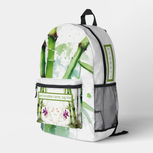 customisable, sport bag, club, work, school, white printed backpack (Back Corner Right)
