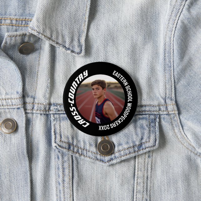 Customisable Sports Cross-Country Team Photo 7.5 Cm Round Badge (In Situ)