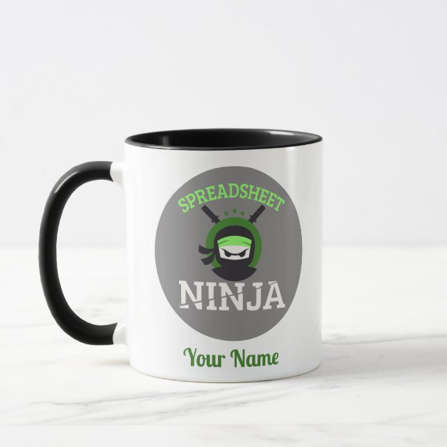 Customisable Spreadsheet Ninja Mug Travel Cup (Left)