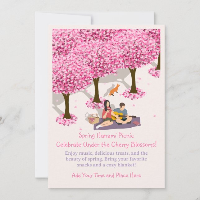 Customisable Spring Hanami Picnic Invitation (Front)