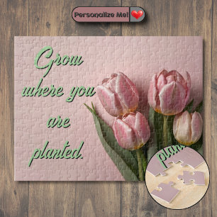 Customisable Spring Tulips Motivational Jigsaw Puzzle