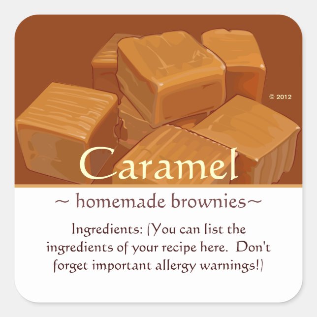 Customisable Square Caramels Stickers (Front)