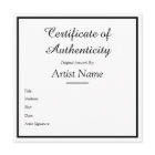 Customisable Square Certificate of Authenticity
