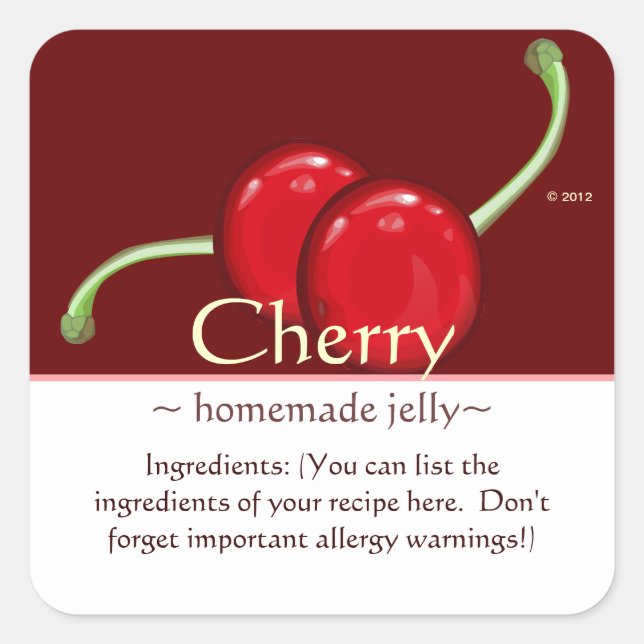 Customisable Square Cherry Stickers (Front)
