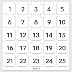 Customisable Square Number Stickers Black on White