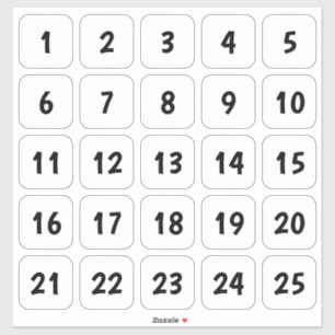 Customisable Square Number Stickers Black on White