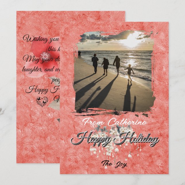 Customisable Square Throw Pillow – 16'' x 16 Holid Holiday Card (Front/Back)