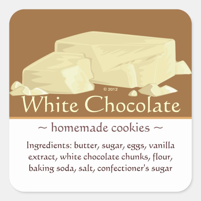 Customisable Square White Chocolate Stickers (Front)