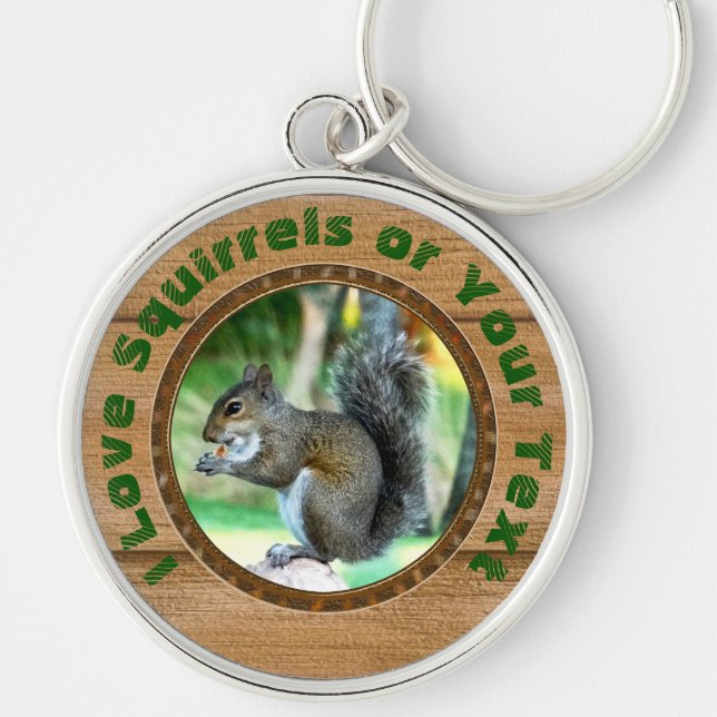 Customisable, Squirrel Lovers Gifts, Squirrel Key Ring (Front)