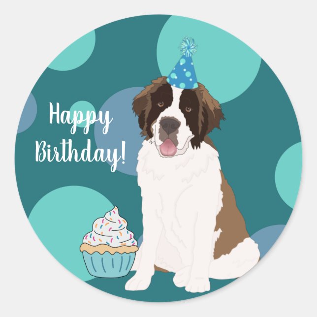 Customisable St Bernard Classic Round Sticker (Front)