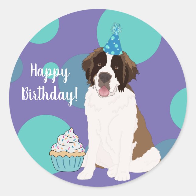 Customisable St Bernard Classic Round Sticker (Front)