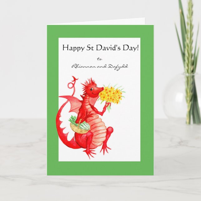 Customisable St David's Day Dragon Card (Front)