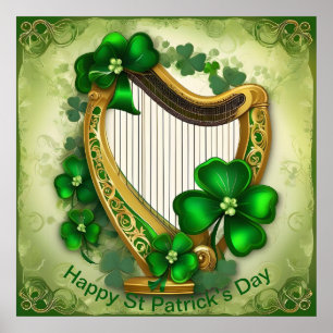 Customisable St Patrick’s Day Harp. St Patty’s Day Poster