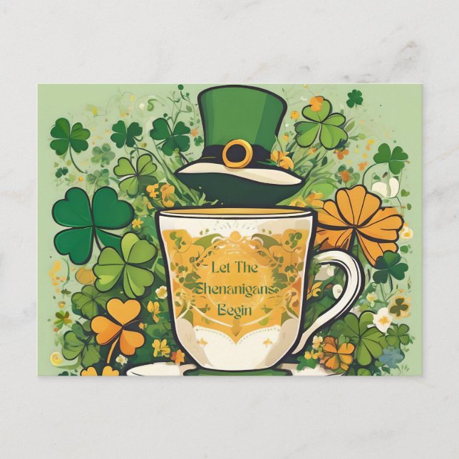 Customisable St Patrick’s Day Shenanigans Party Announcement Postcard (Front)
