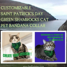 Customisable St. Patrick's Day Green Shamrocks Cat