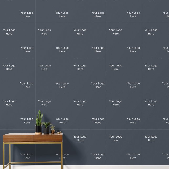 Customisable Staggered Logo Pattern on Bright Grey Wallpaper (Hallway)